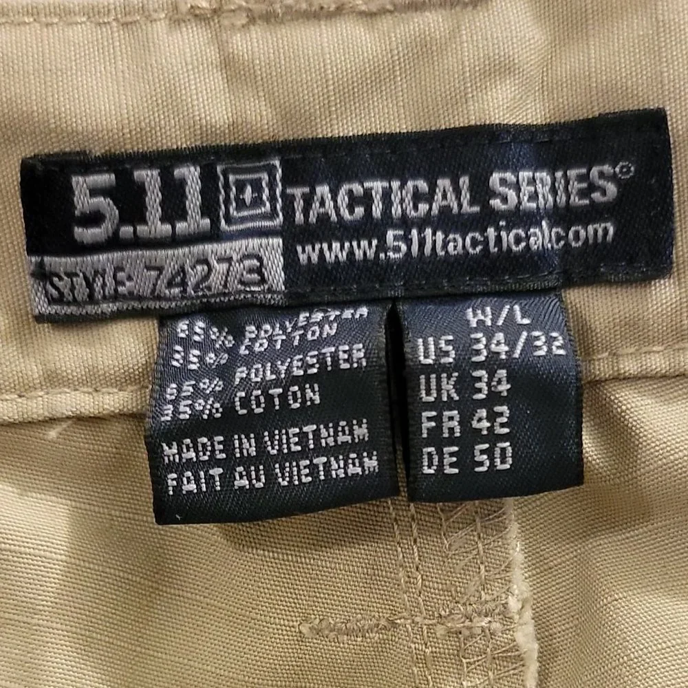 5.11 Tactical Series Mens Pants Size 34x32 Khaki Tan - Picture 3 of 3